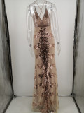Sequin High Slit Maxi Cami Evening Dress
