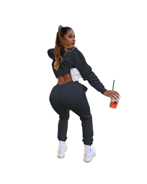 2 piece crop top sweatsuit