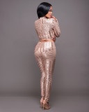 Sequin Crop Top and Pants Fashion Two Piece Set