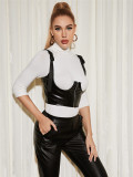 Sexy Underbust Black PU Leather Bustier Top