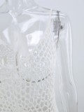 White Crochet Cami Beach Dress Tassel Cover Up