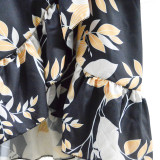 Black Floral Ruffle Short Wrap Dress