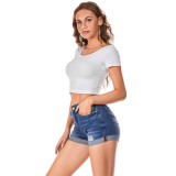 High Waisted Blue Ripped Denim Shorts