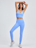 Sports Gym Solid Cropped Tank and High Waist Legging Set