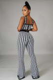 Sexy Houndstooth Crop Top and High Waist Pants
