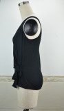 Sexy Black Sleeveless Wrap-Tie Tank Top