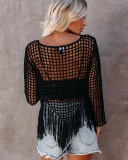 Black Crochet Tassel Top Bikini Cover Up