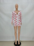 Lip Print Buttoned Lounge Rompers