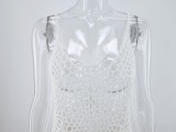White Crochet Cami Beach Dress Tassel Cover Up