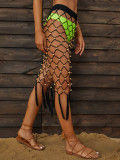 Black Crochet Tassels Cover Up Beach Skirt