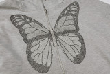 Long Sleeve Butterfly Print Leisure Hoodie