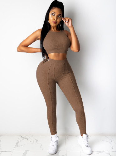 Bodycon Cropped Tank and Pants Two Piece Outfits