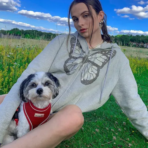 Long Sleeve Butterfly Print Leisure Hoodie