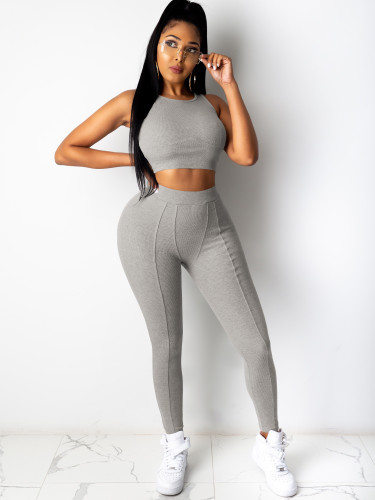 Bodycon Cropped Tank and Pants Two Piece Outfits