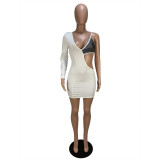 Sequin Irregular Cutout Single Sleeve Party Dress
