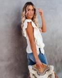 Casual O-Neck Ruffles Sleeveless Knit Top