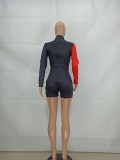 Contrast Long Sleeve Tight Rompers