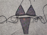 Sexy Rhinestone Thong  Bikini Set