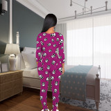 Sexy Print Long Sleeve Pajama Onesie with Butt Flap
