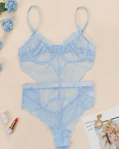 Blue Sexy Lace Cami Teddies Lingerie
