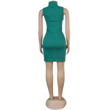 Sexy Cutout Green Sleeveless Bodycon Dress