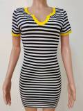 Striped Print Short Sleeve T-Shirt Dress