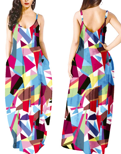 Geommetric Print Cami Maxi Dress