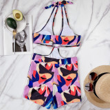 Colorful Cut Out O-Ring Halter One Piece Swimsuit