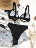 Solid Moulded Cup High Waisted Bikini Set