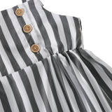 Baby Girl Striped Print Wide Straps Dress