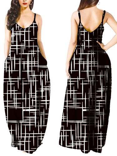 Print Black Cami Maxi Dress