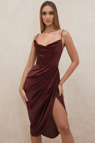 Sexy Silky Ruched Irregular Cami Dress