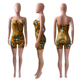 Strapless Sexy Print Bodycon Rompers