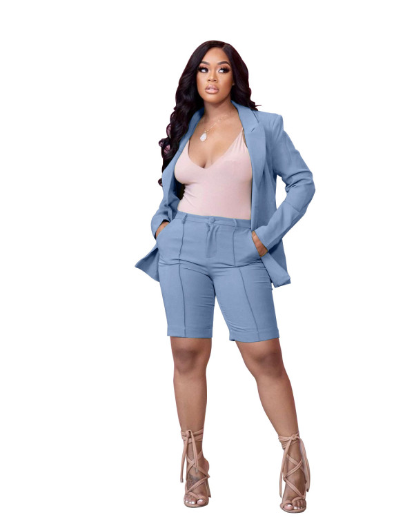 matching shorts and blazer outfit