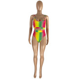 Colorful Gradient Print High Waisted Bikini Set