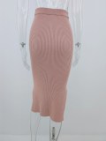 Elegant Side Slit Knitted Midi Skirt
