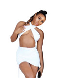 White Halter Crop Top and Ruched Mini Skirt Set