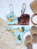Sexy Contrast Fruit & Leopard Two Piece Swimwear