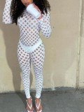 Sexy Hollow Out Long Sleeve Bodycon Jumpsuit