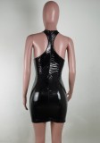 Patent PU Leather Sexy Tank Dress