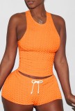 Textured Crop Tank and Shorts 2PCS Sports Suits