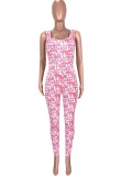 All Over Print Sexy Bodycon Tank Jumpsuit