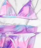 Sexy Tie Dye Bikini Set with Cover Up 3PCS
