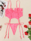 Hot Pink Lace Bra and Pantie Galter Lingerie Set