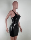Patent PU Leather Sexy Tank Dress