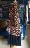 Plus Size Zebra Print Muslim Maxi Dress