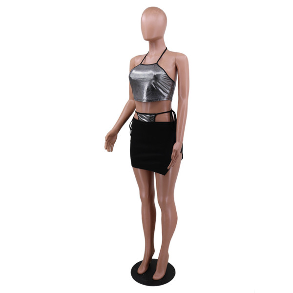 halter top and mini skirt