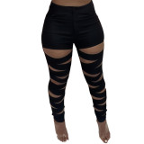 Hollow Out Solid Sexy Fitted Pants