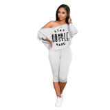 Letter Graphic Two Piece Matching Shorts Set