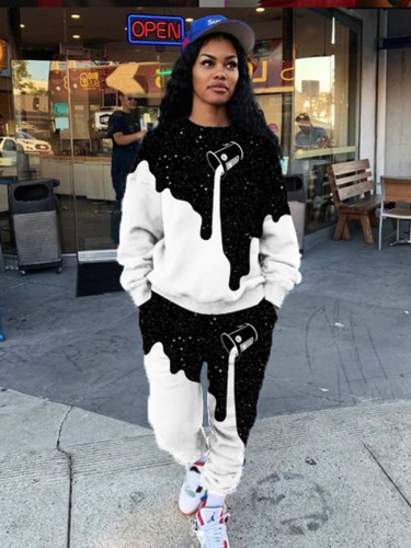 Black and White Casual Warm Sweatsuit